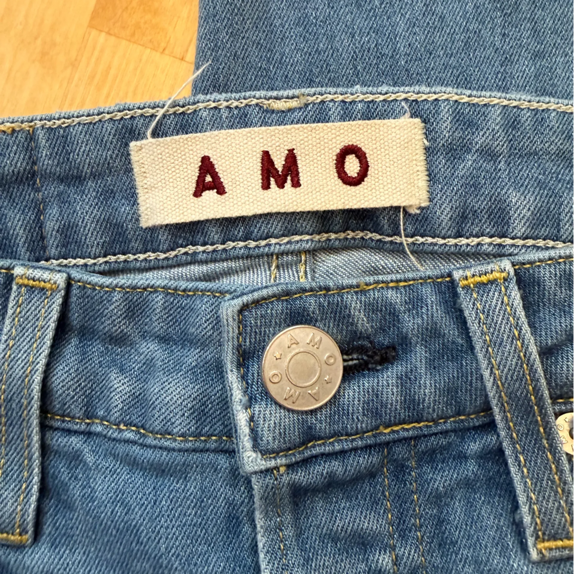 AMO Straight Leg Blue Jeans with Frayed Hem Size 26 - Image 3