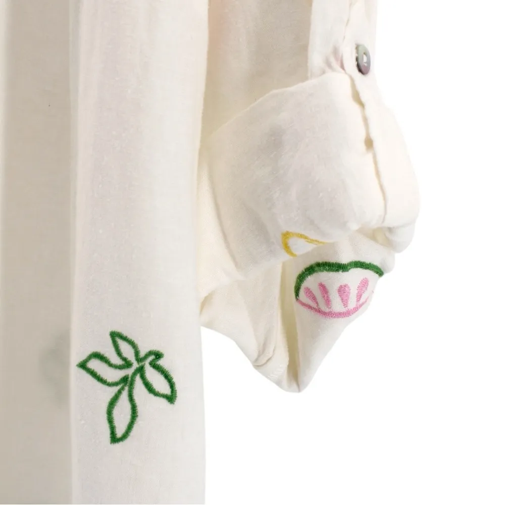 NWOT C&C California Linen Blend Embroidered Buttonup Resort‎ Vacation 2X - Image 5