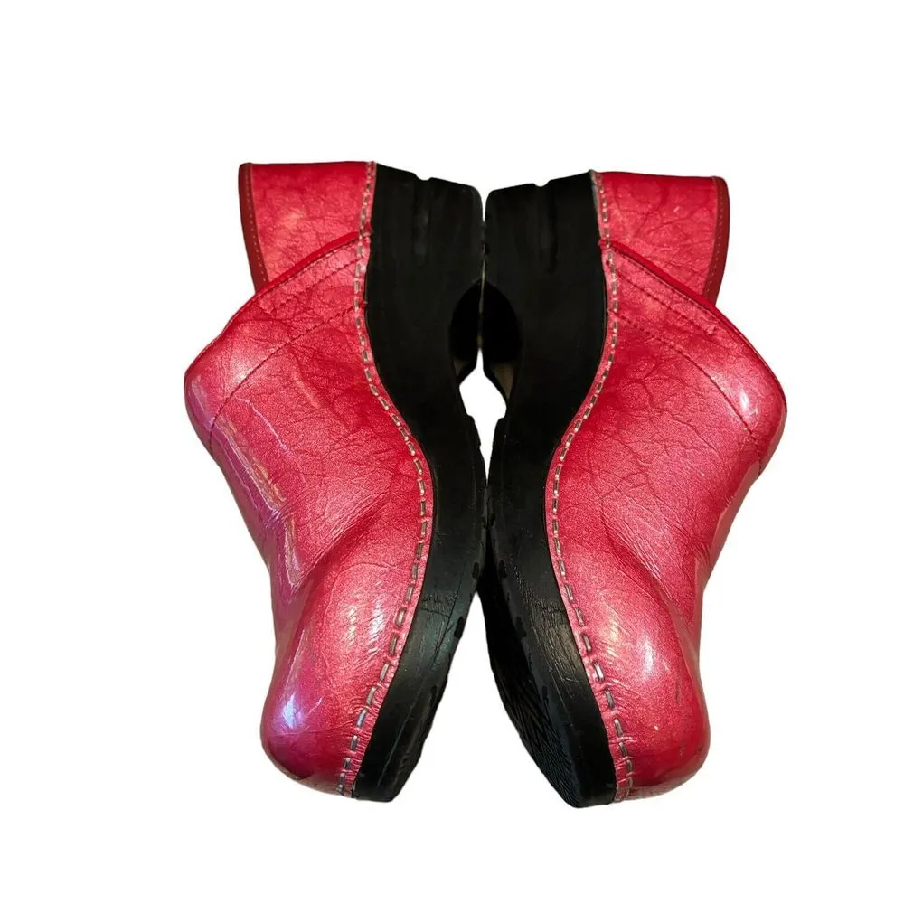 Sanita Greta Clog 38 Pink Raspberry Patent Leather Slip On Original Danish Shoes Size 7 - Image 3