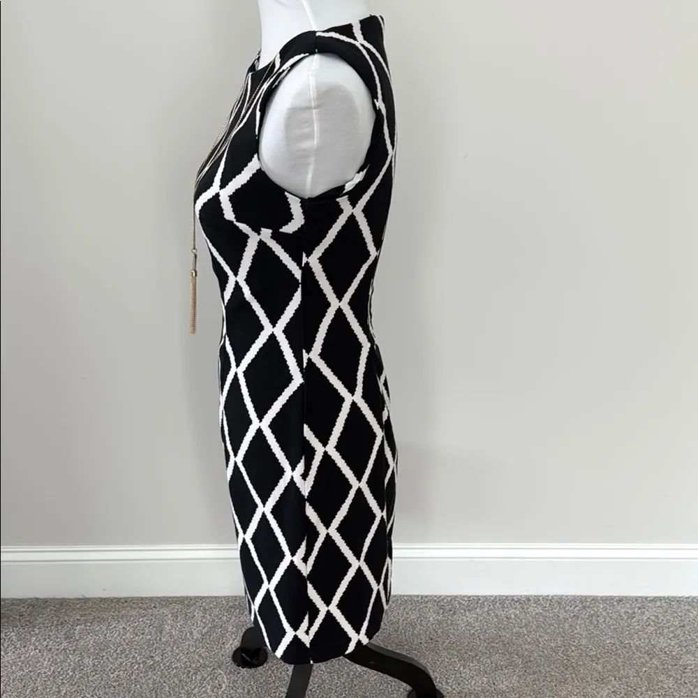 Black and White Sleeveless Dress - Image 4