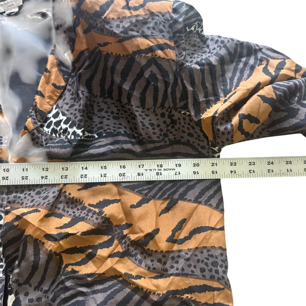 Vintage Robert Stock Limited Womens Animal Print Blazer Medium Tiger & Leopard P Orange - Image 4