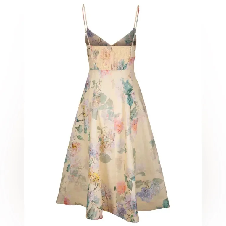 Zimmermann Illuminate Picnic Dress in Lemon Hydrangeas Size 3 AU Floral Linen - Image 3