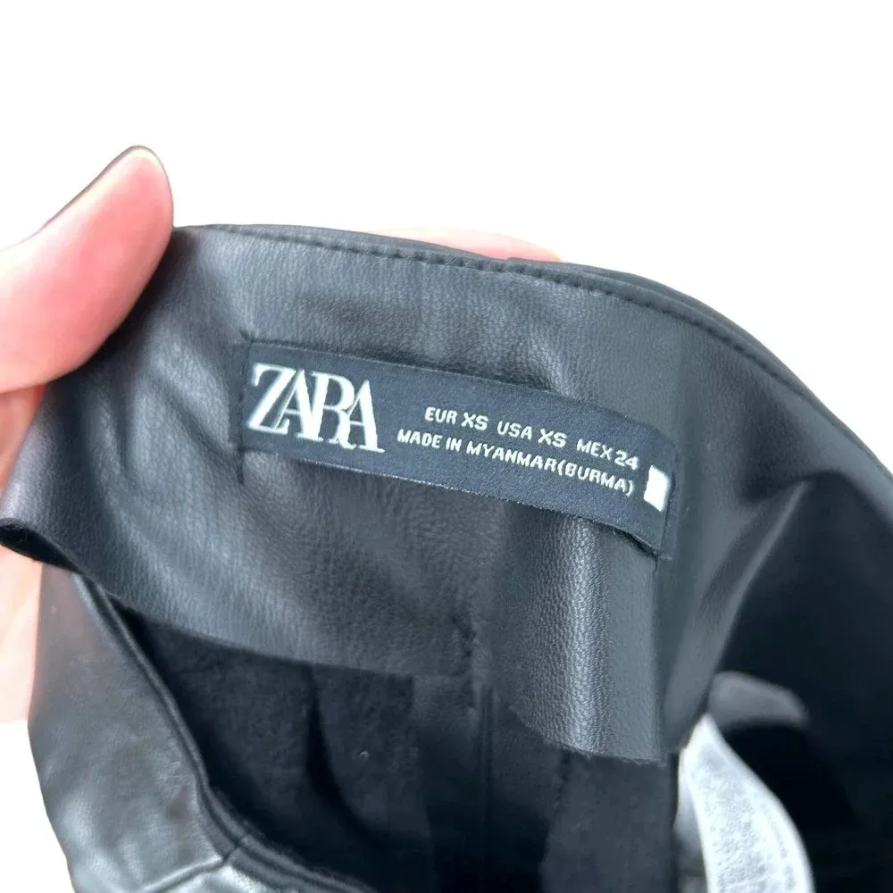 Zara Black Vegan Leather High-Waist Sailor‎ Shorts Size XS - Image 7