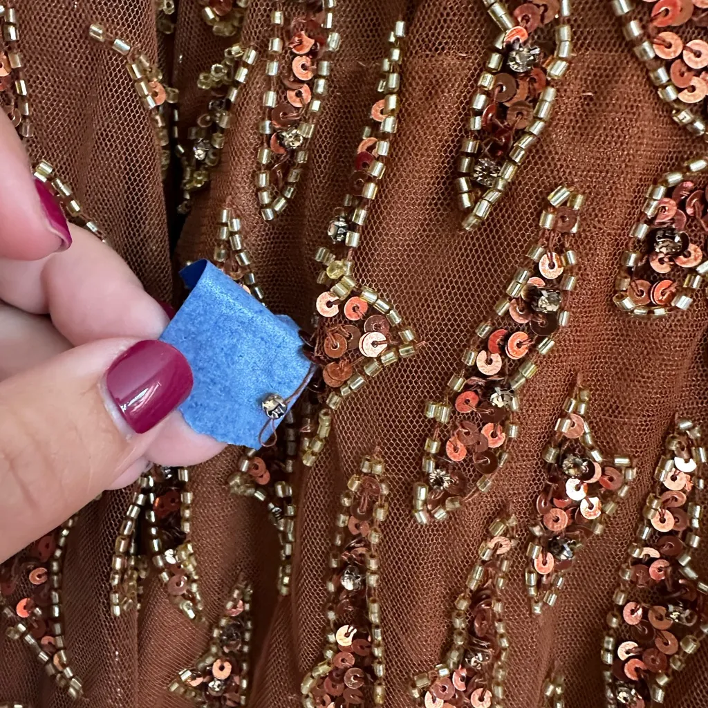 Mac Duggal‎ Embellished Long Sleeve High Neck Midi Dress Copper size 22W NWT - Image 11