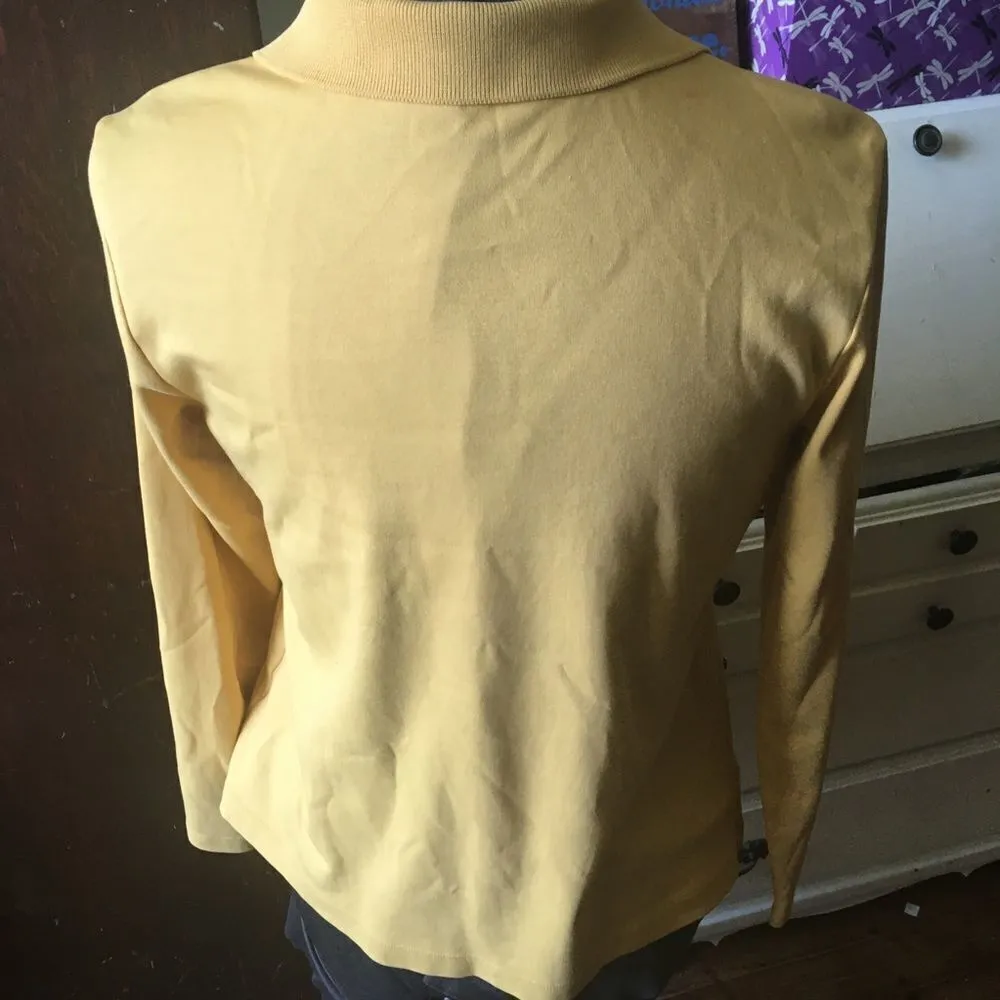 Lands End mustard color long sleeve Y2K polo - Image 2