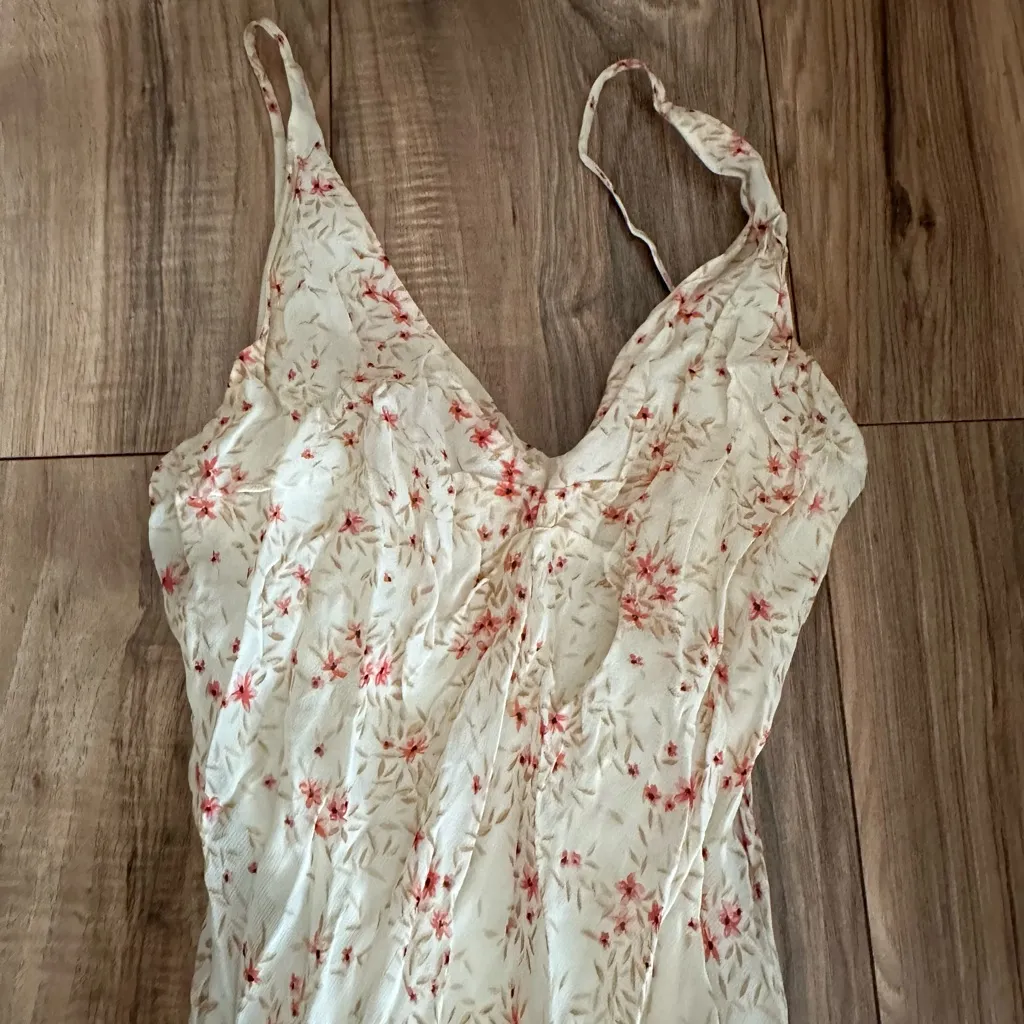 Vintage Arama Cream and Red Floral Maxi Dress White - Image 2