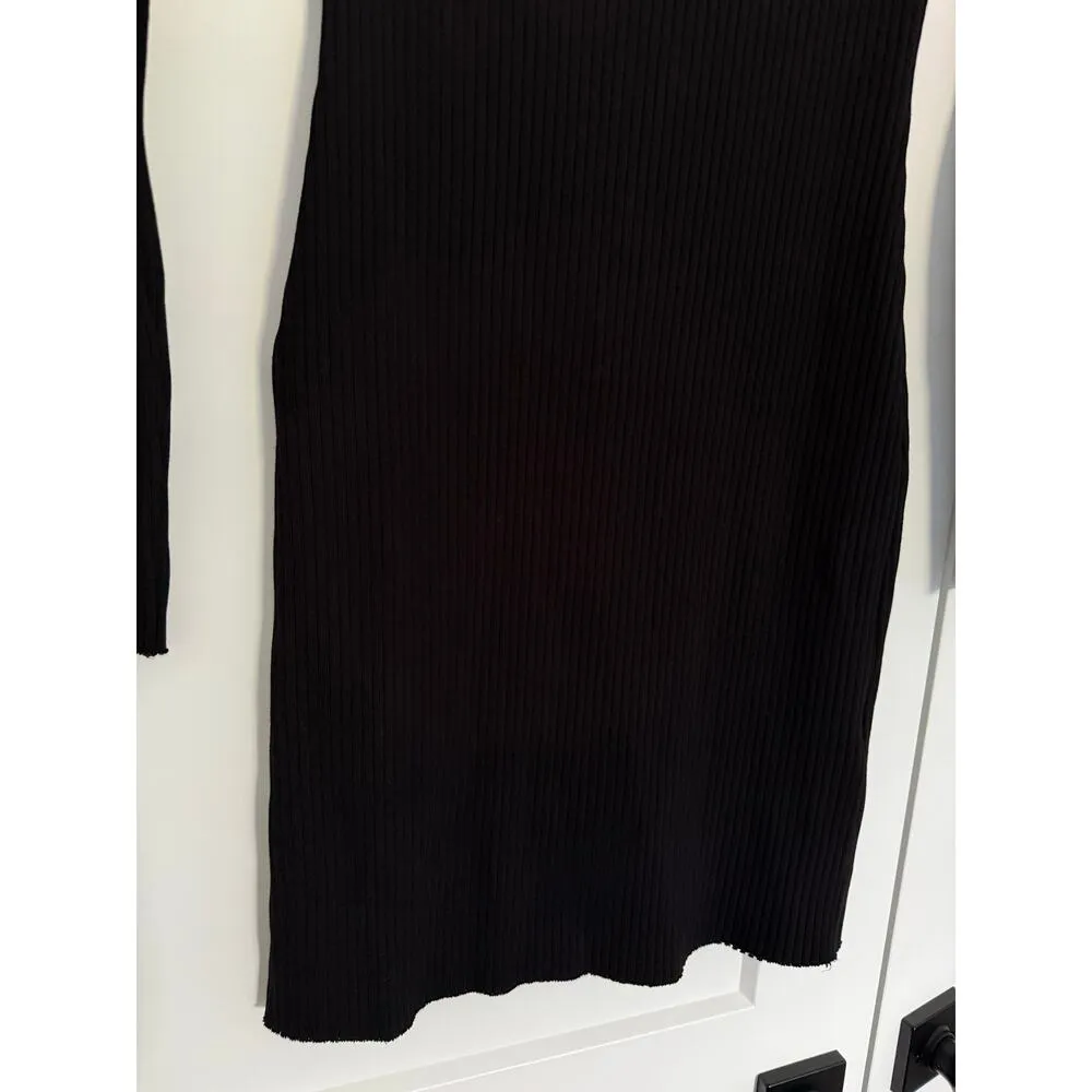 $185 New Cotton Citizen Ribbed Boatneck Mini Dress Black Small - Image 4