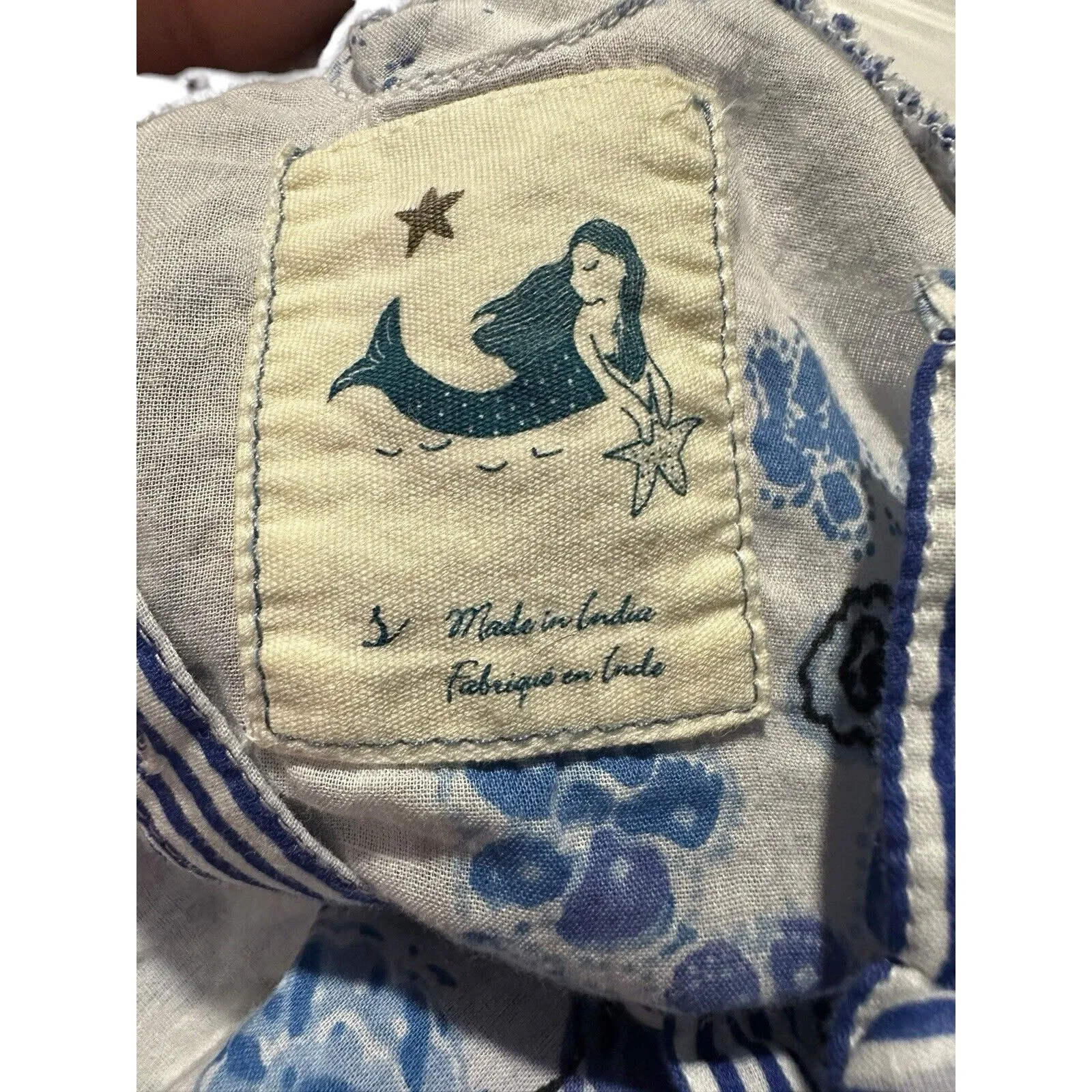 Anthropologie MERMAID Small Floral Sea Holly Tunic‎ Top Stripes Beach Summer F10 - Image 3