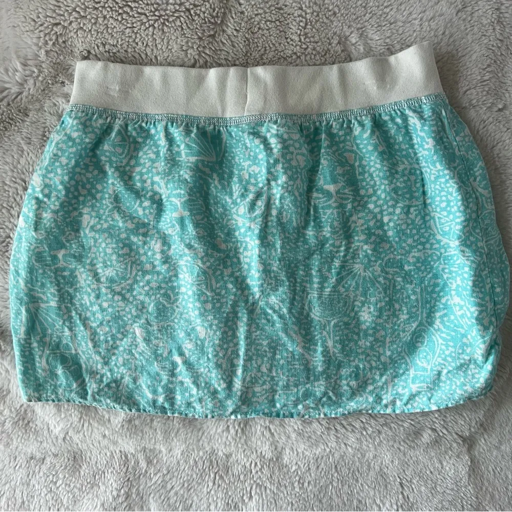 Lilly Pulitzer 100% Linen Hayden Pull-on Skirt Shorely Blue - Image 4