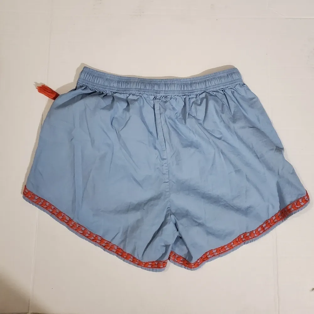 🔥SALE🔥House Of Pom Paisley Blue Pink Embroidered Shorts S - Image 7