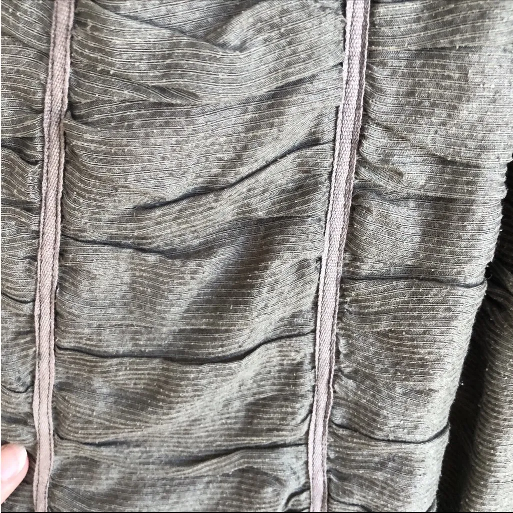 Shack Inc. dress Steampunk Lagenlook Silk Olive Green Large Vintage peasant Brown - Image 6