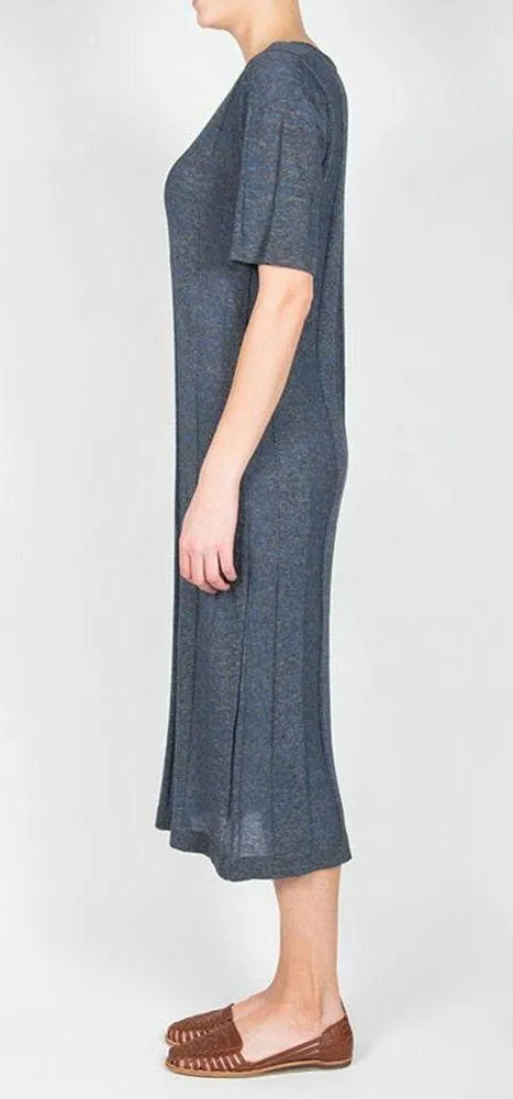 Micaela Greg Blue Wide Rib T Shirt Sweater Dress Midi Shirt Sleeve Womens Size M Size M - Image 3