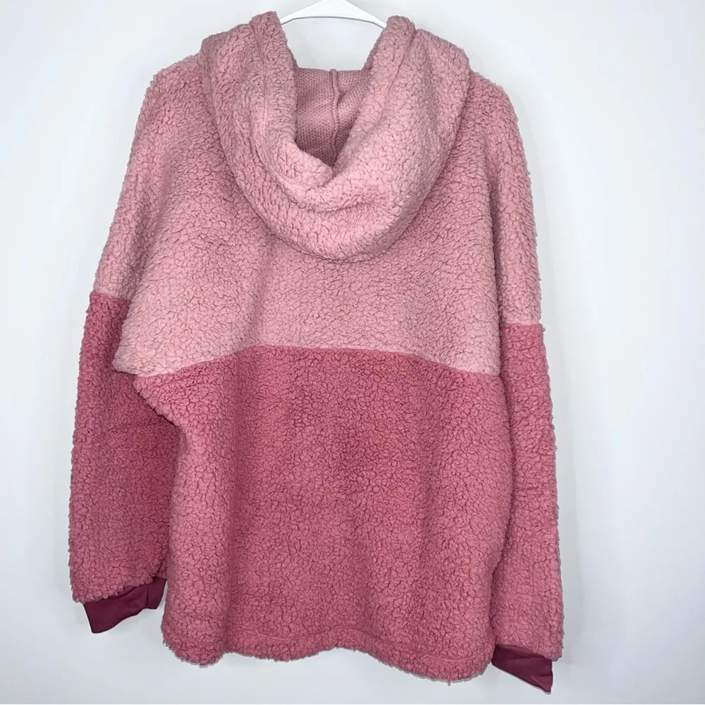 PINK VICTORIA’S SECRET Varsity Sherpa Half Zip Pullover Pink Colorblock Med NWT - Image 13