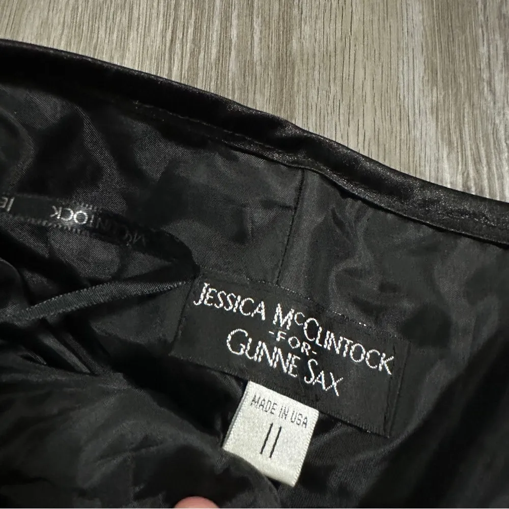 Vintage 80s Jessica McClintock Gunne Sax Black Sequin Tulle Strapless Mini Dress - Image 5