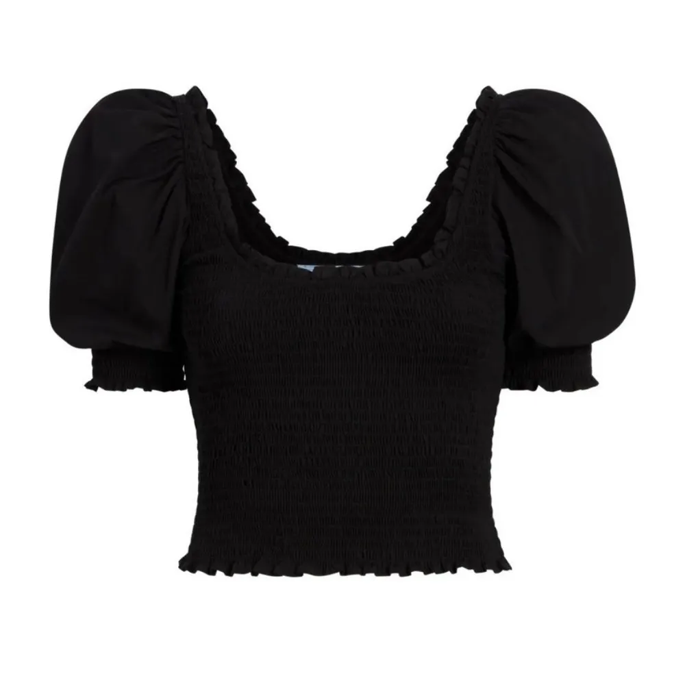 Hill House Black Aiko Nap Top
Smocked Puff Sleeve Cropped Blouse Size Small - Image 4
