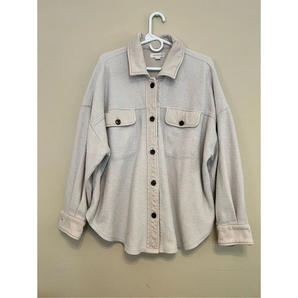Treasure & Bond Pink Tinted Cream Button Front Shacket Women's XL - Image 7