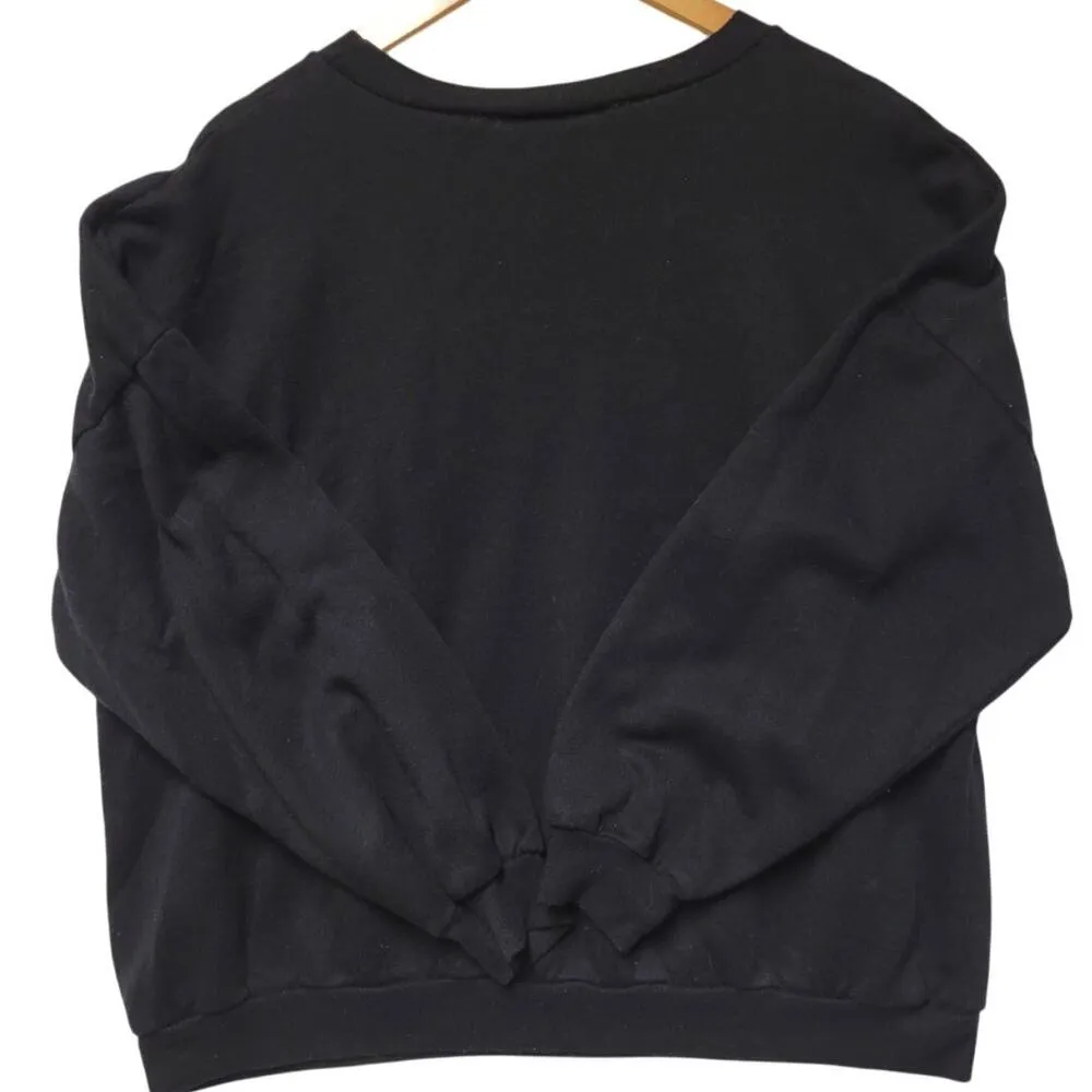 Vintage 90's Chirstmas Holiday Sweatshirt Poinsettia Wreath Stockings Women's 1X Black - Image 3