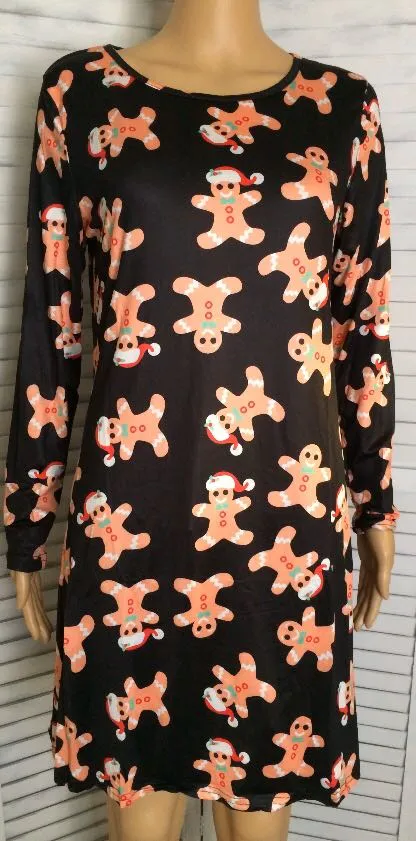 Gingerbread Man Christmas Dress Black Size M - Image 2