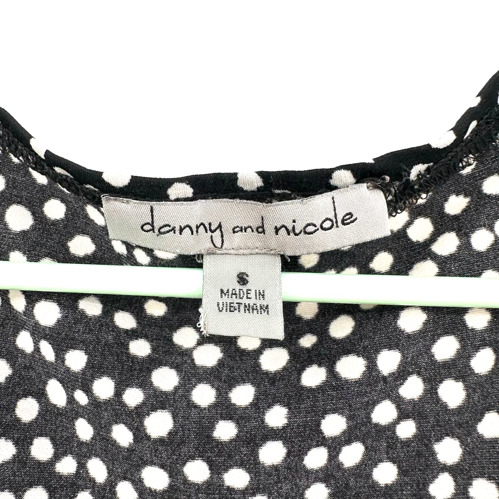 Danny and Nicole size small black with‎ white polka dots sleeveless tiered dress - Image 5