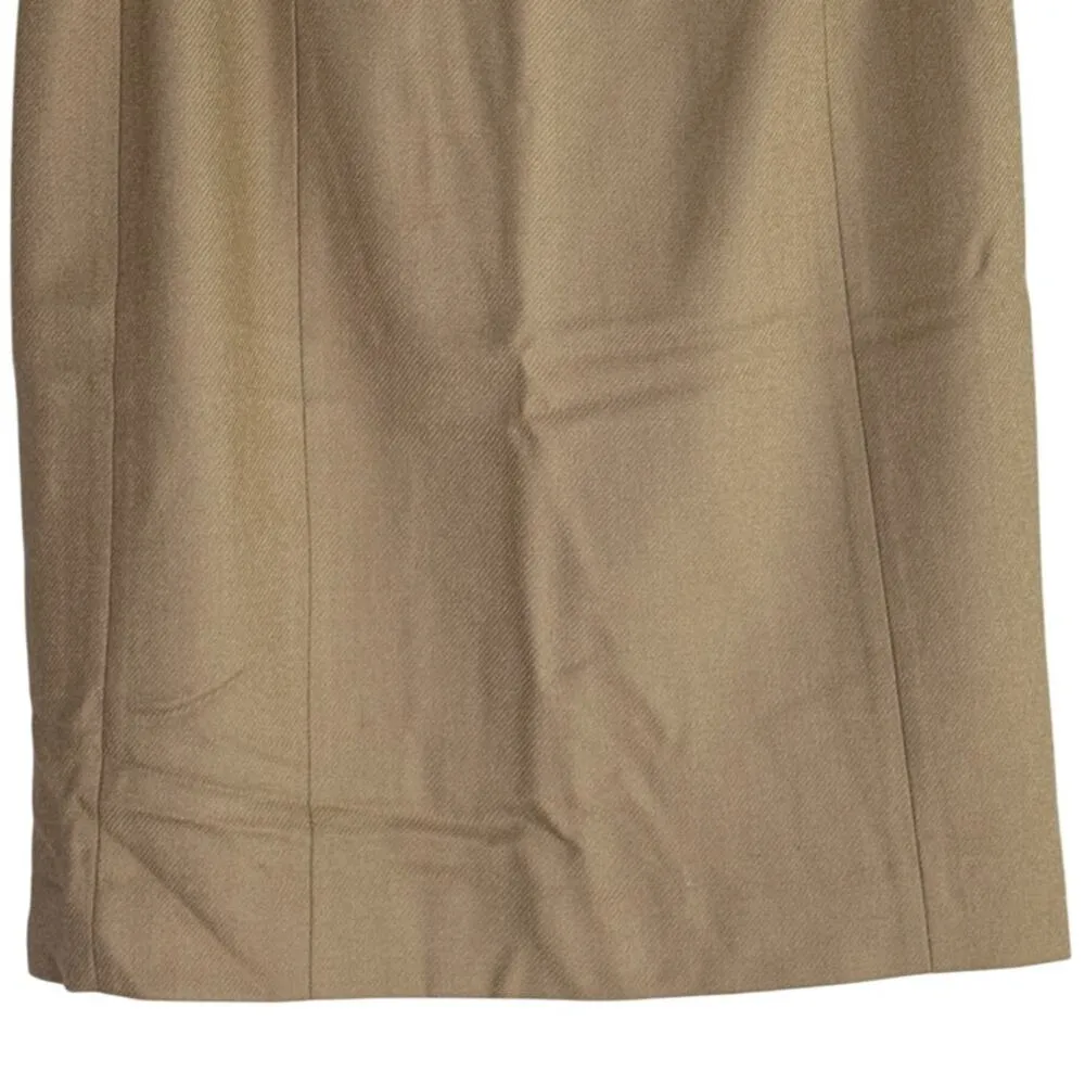 J. Crew Wool Button Accent Pencil Knee Skirt Zip Up Back Lined 2 Camel Beige - Image 3