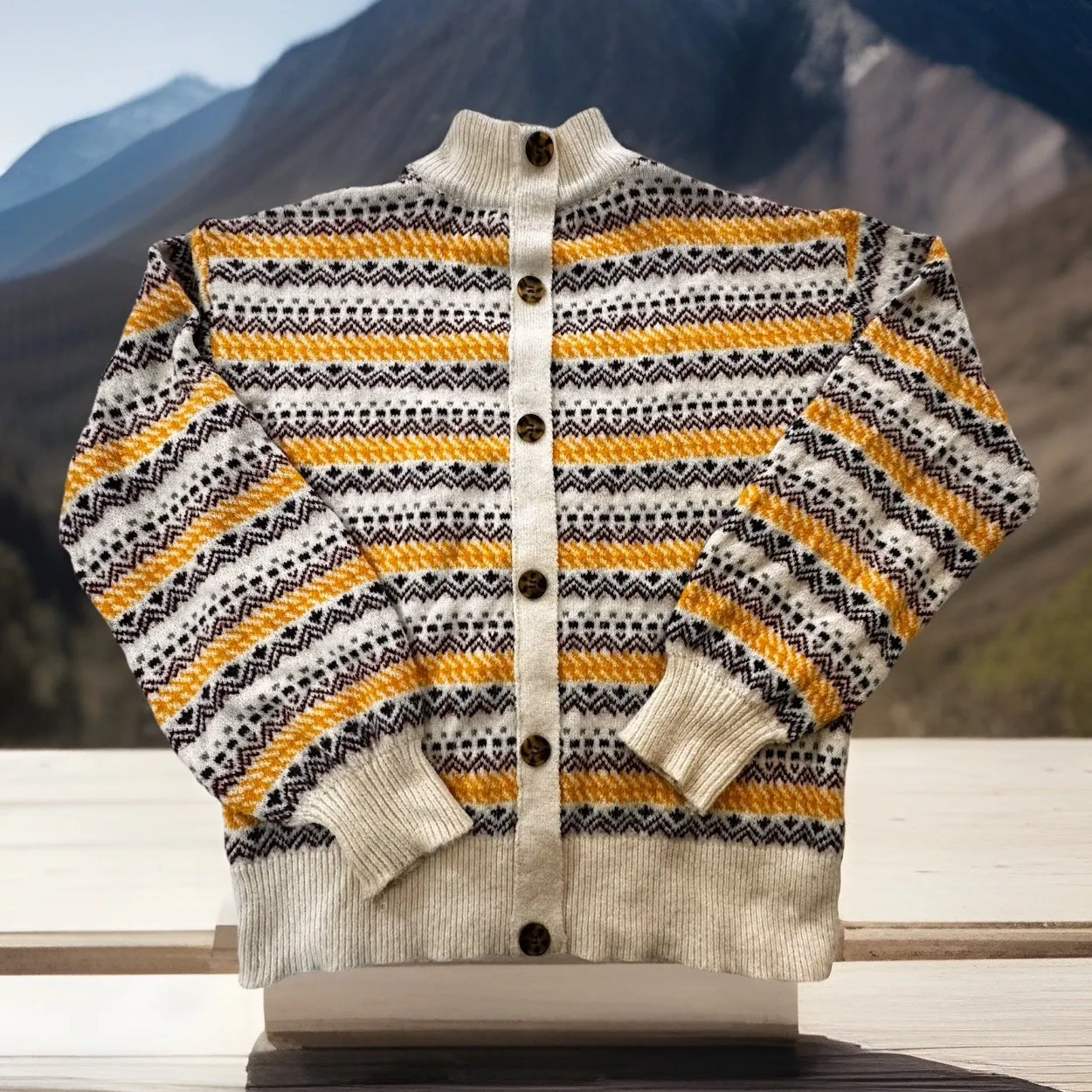 Women's Fair Isle Mock Neck Long Sleeve Sweater Cozy Geometric Pattern M Size undefined - Image 1