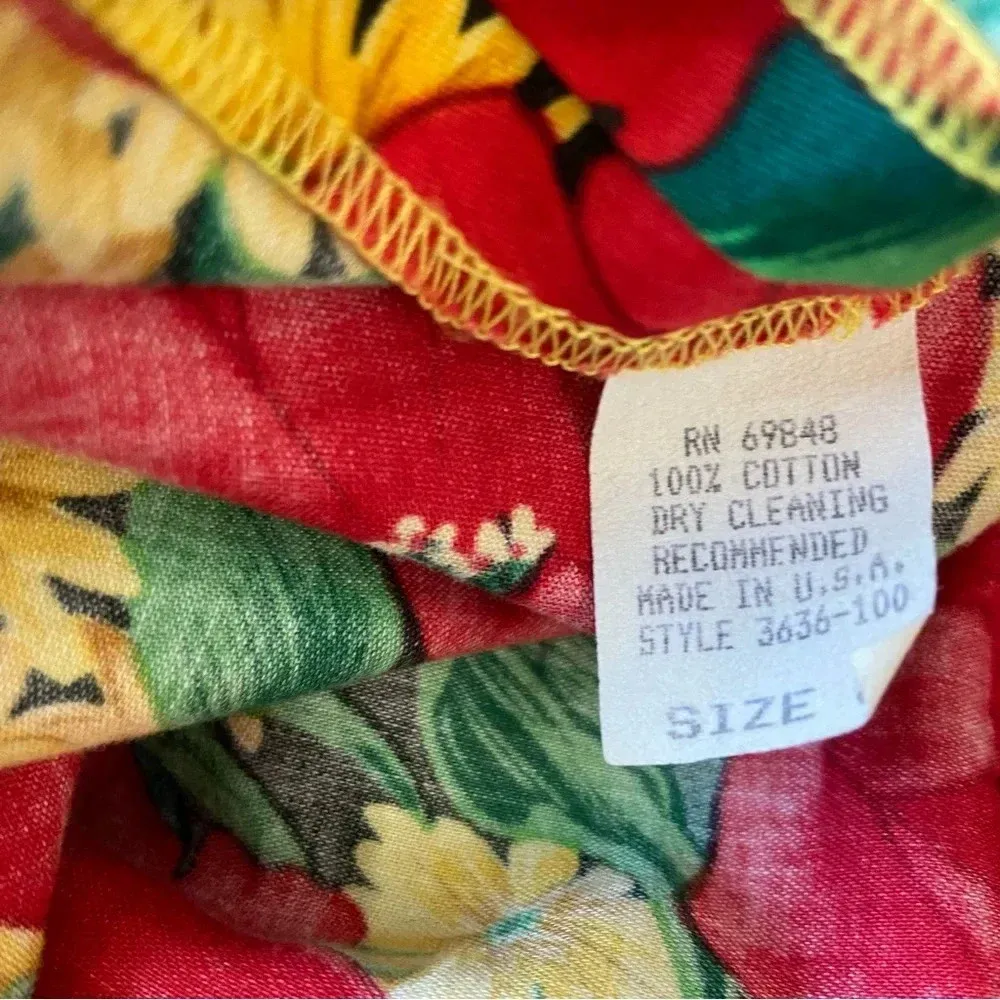 Vintage Antonia Collection Sunflower Midi‎ Dress Size 8 Belt with bow Red - Image 4