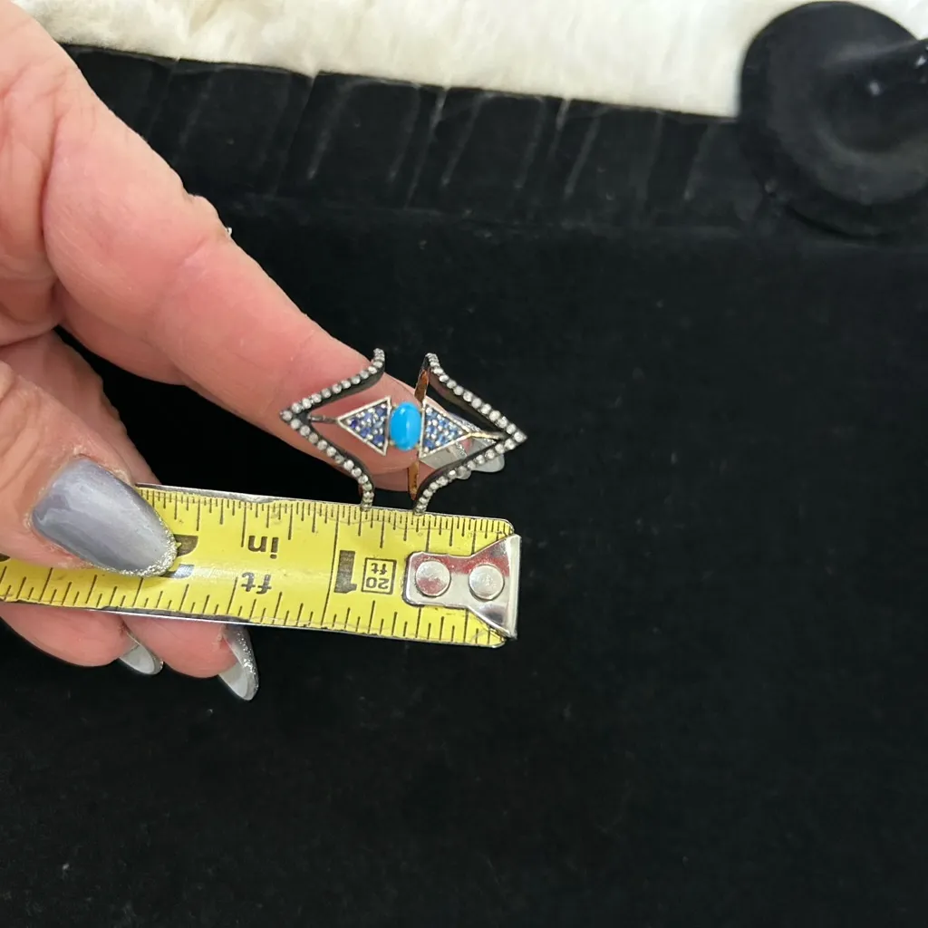 Amrapali Turquoise Sapphire Diamond Stack Ring - Image 6