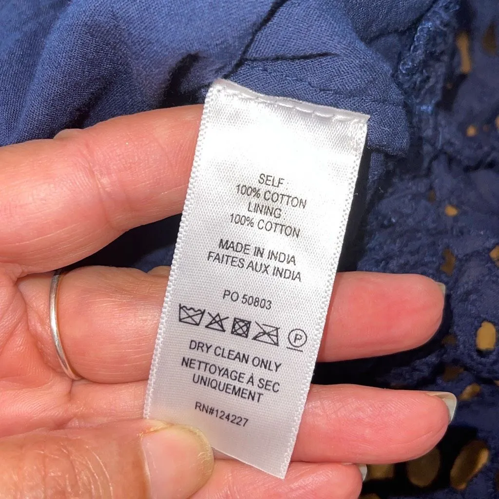 Misa Los Angeles Womens Off The Shoulder Eyelet Ruffle Cropped Top Blue‎ XL NWT - Image 6