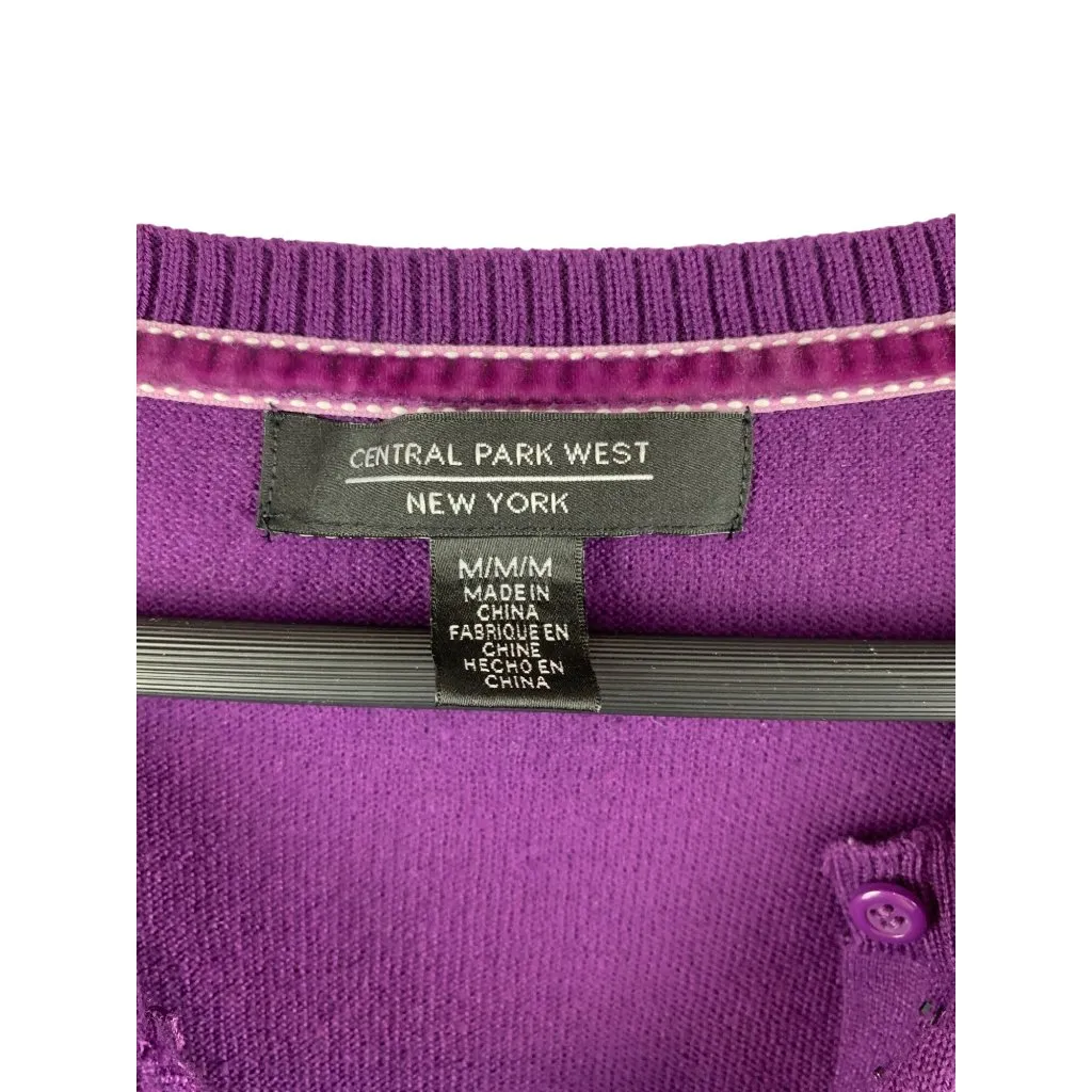 Central Park West Womens Purple Cardigan Sweater M With Sequin Detail - Image 5