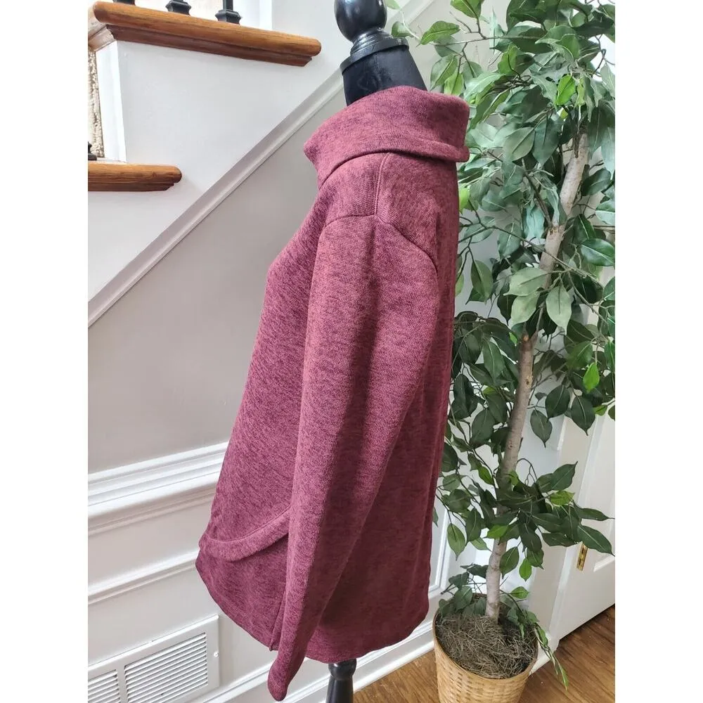 Land's End Women's Maroon Polyester Turtleneck Long Sleeve Pullover Sweater L Red Size L - Image 6