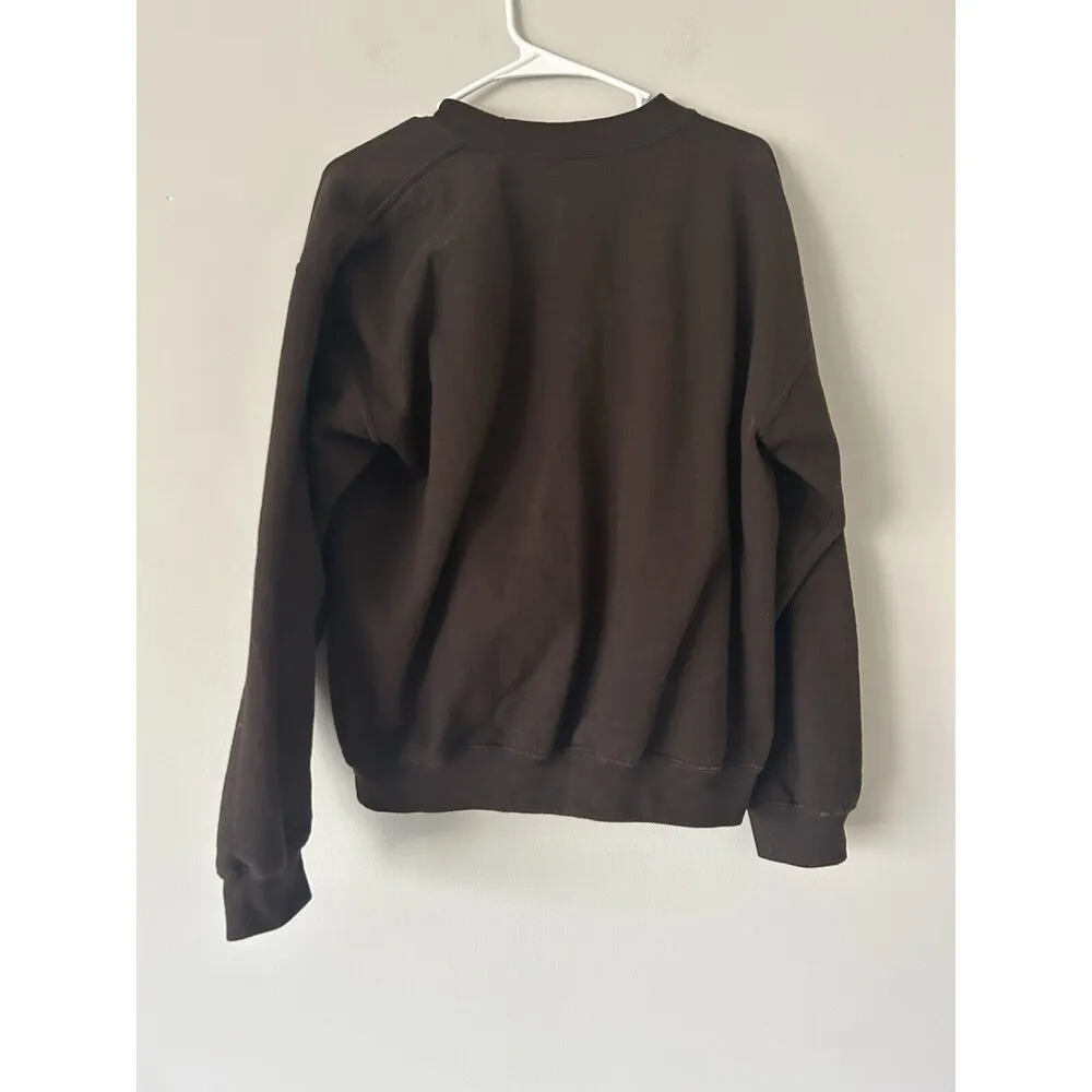 Vintage Women’s Brown Gildan Happy Snowman Embroidered Sweatshirt Size Large - Image 2