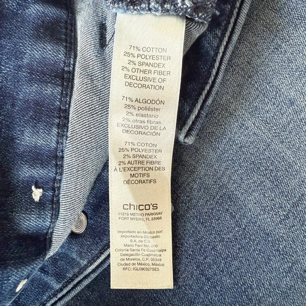 Chico's stretchy medium wash blue denim jeans with back pockets women's size 0 - Image 9