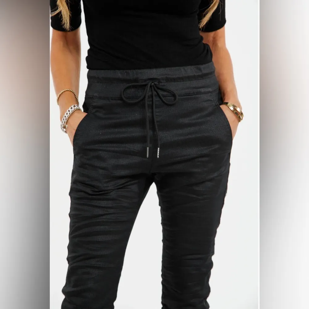 Bevy Flog Shely High Waisted Black Original Grid Mini Check Drawstring Pants Size 25 - Image 3