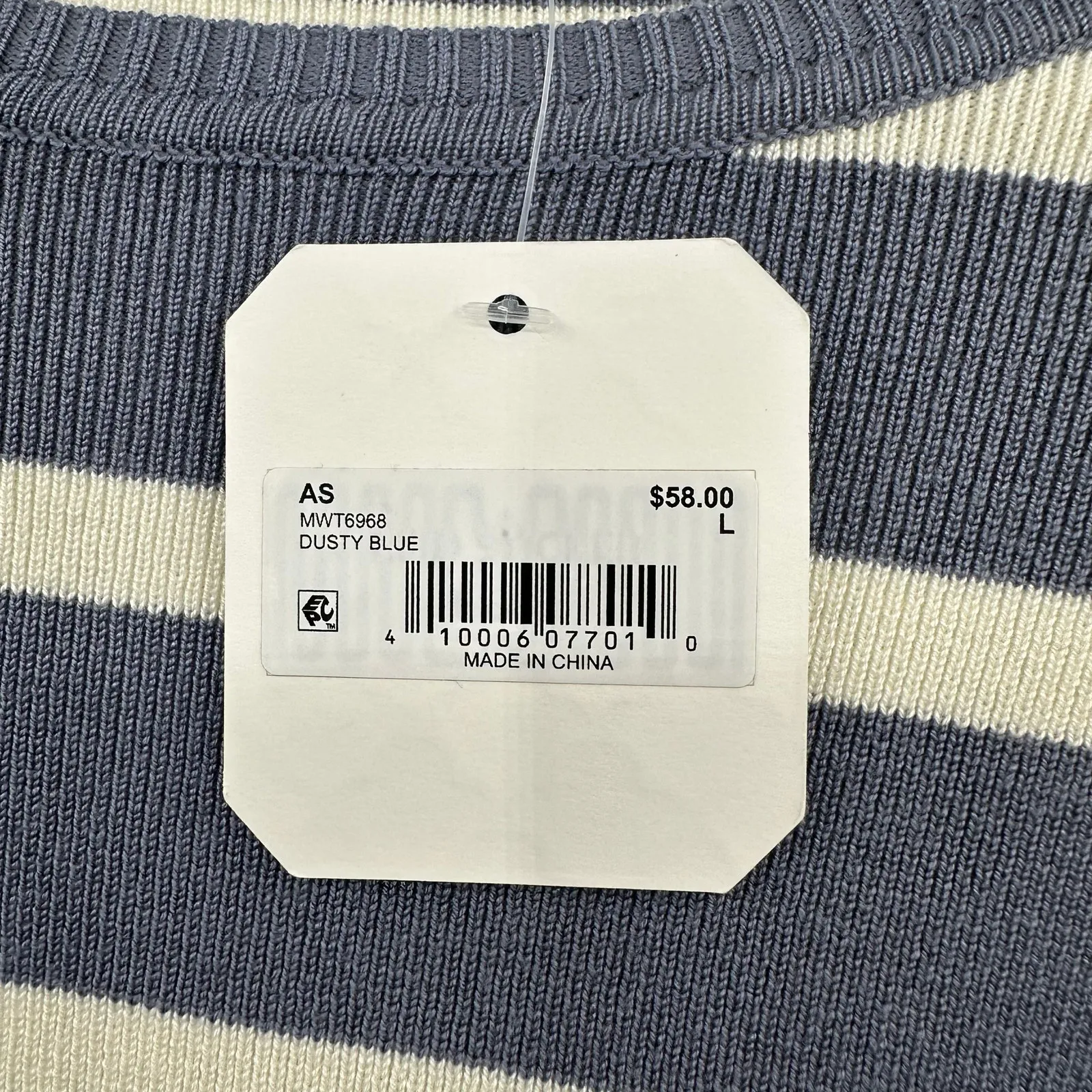 Altar'd‎ State Size Large Long Sleeve Crop Sweater Shirt Top Blue Cream Stripe - Image 3