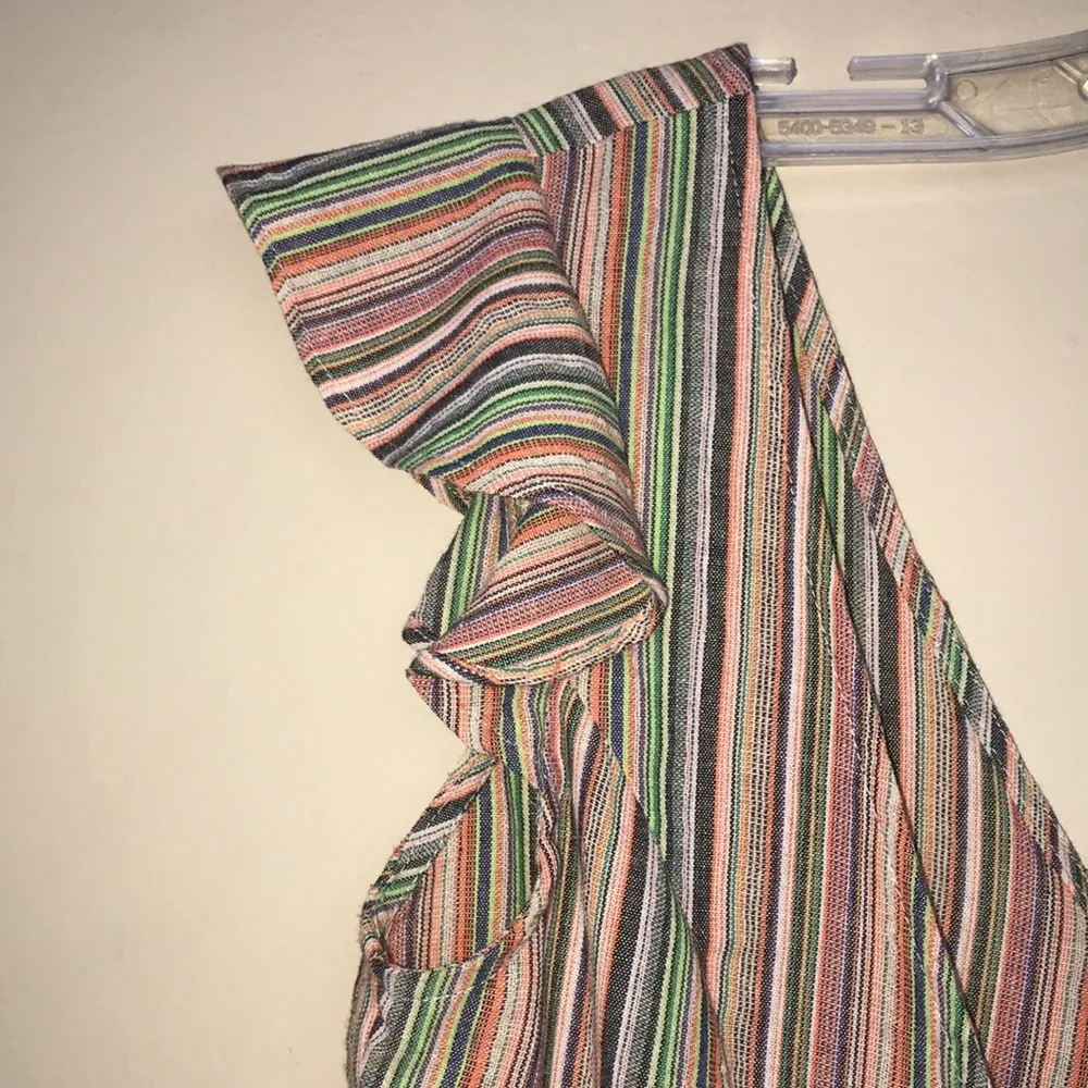 A. Calin by Flying Tomato Women’s Linen Blend Stripe Button-Up Peplum Blouse - Image 3