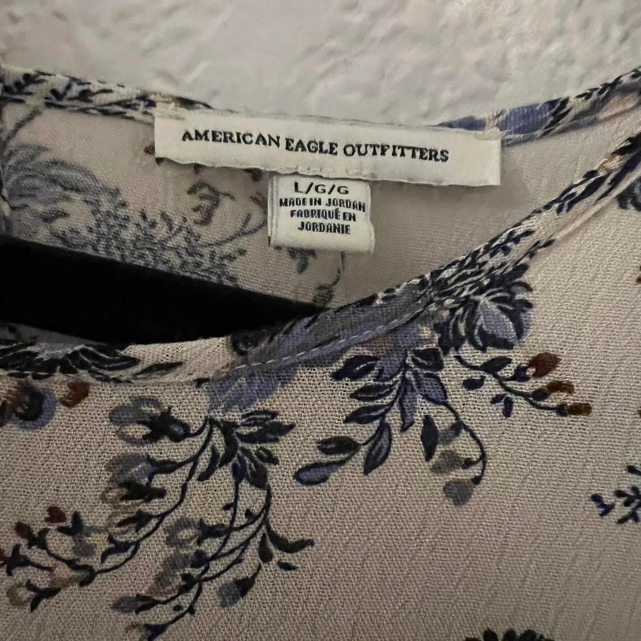 Blue White Floral Long Sleeve Dress - Image 3