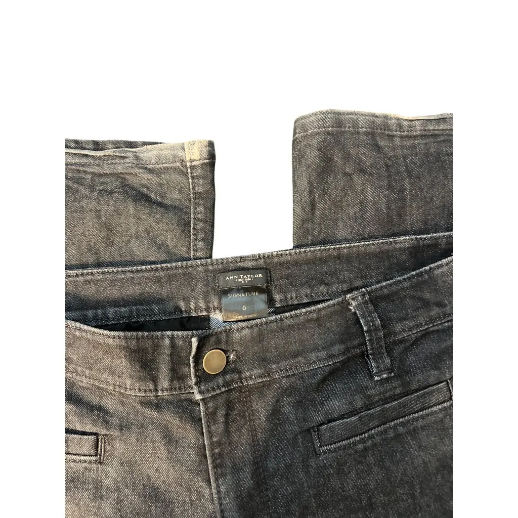 Ann Taylor Signature Black Denim Jeans Wide Leg Trousers Pants Distressing Sz 6 - Image 2