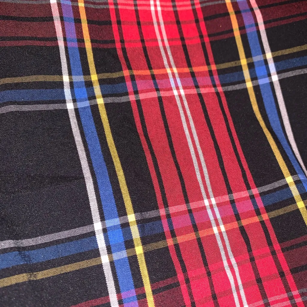 Draper James RSVP Tartan Red Heritage Plaid Puff Sleeve Peplum Shirred Blouse XL - Image 7