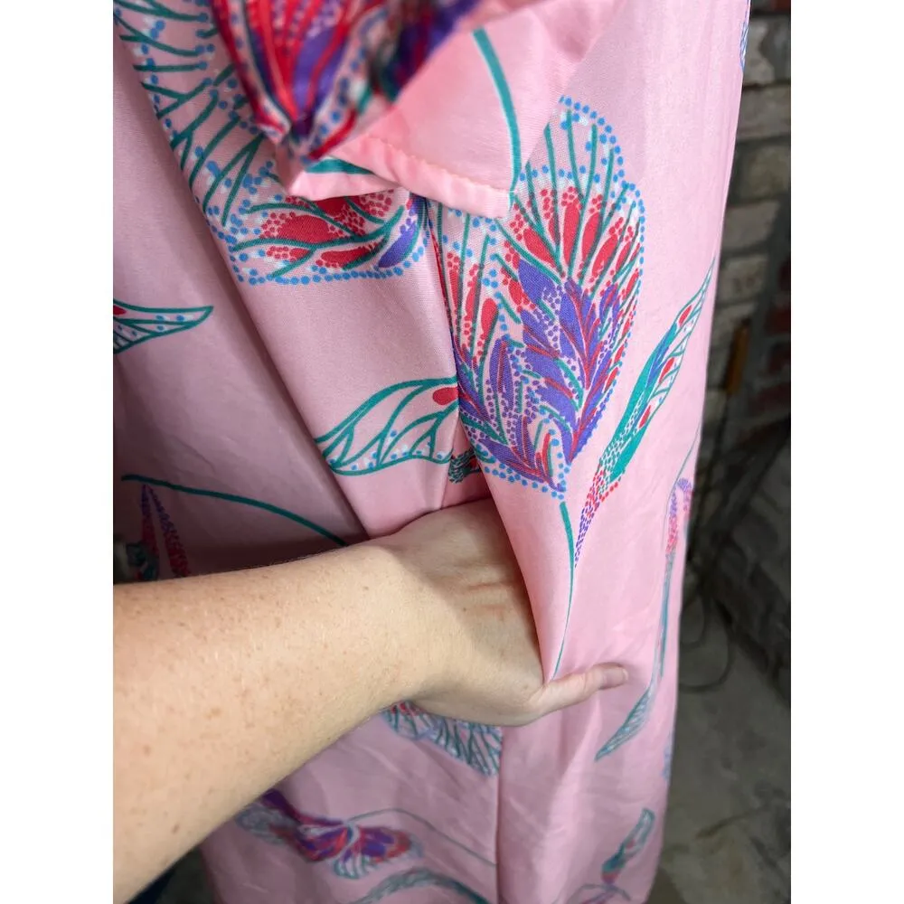 house dress snap front floral pink purple red green Size L - Image 8