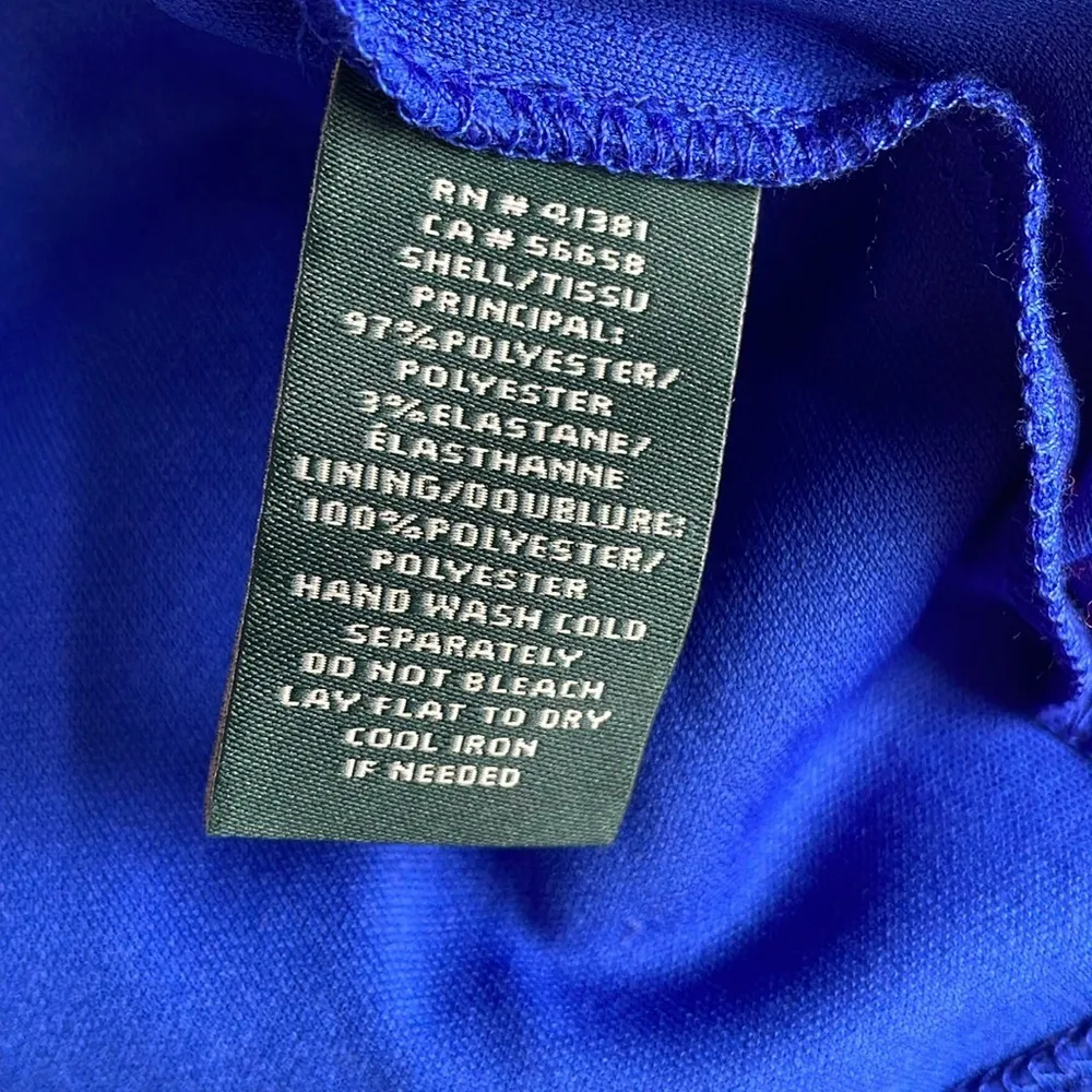 Lauren by Ralph Lauren Blue Flutter Sleeve Sheath Dress - Image 7