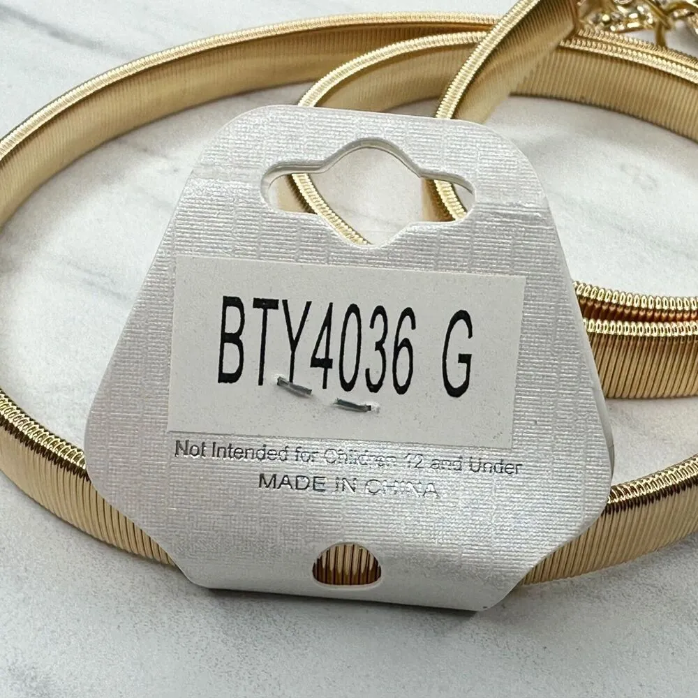 Sophia Collection Faux Pearl Rhinestone Bow Stretch Cinch Belt Size XS Small S - Image 10