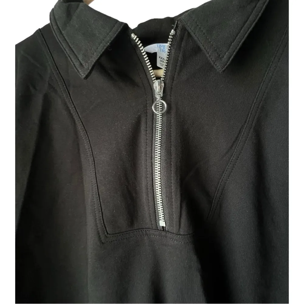 Women's Solid Homme Black High Neck sweatshirt black zip urban plus size XXXL. - Image 4