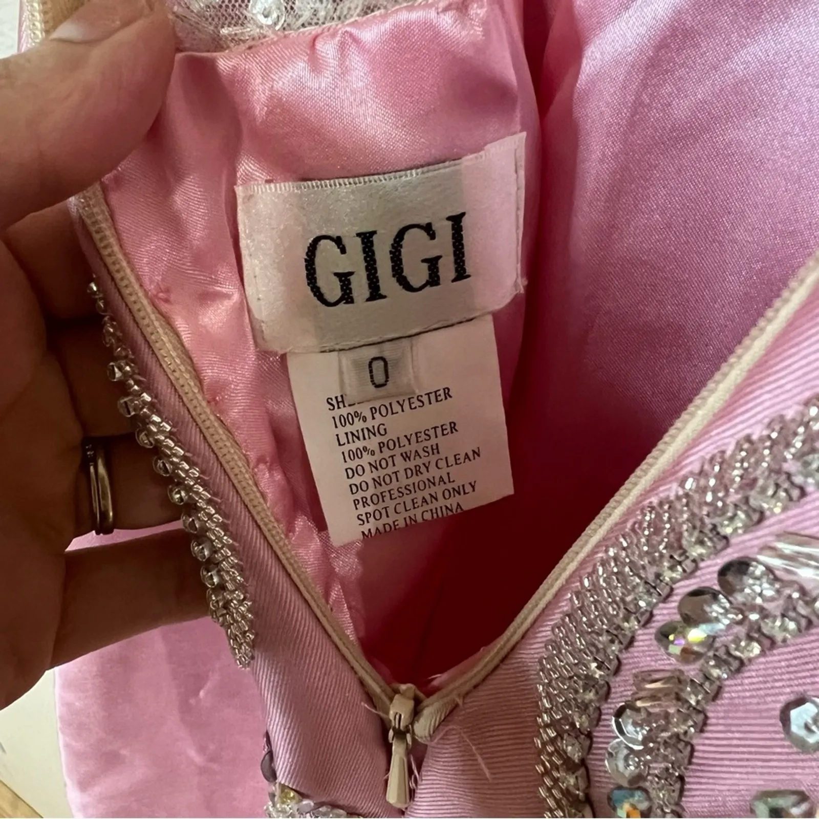 La Femme by GiGi 24562 light pink satin beaded mermaid gown NEW 0 - Image 9