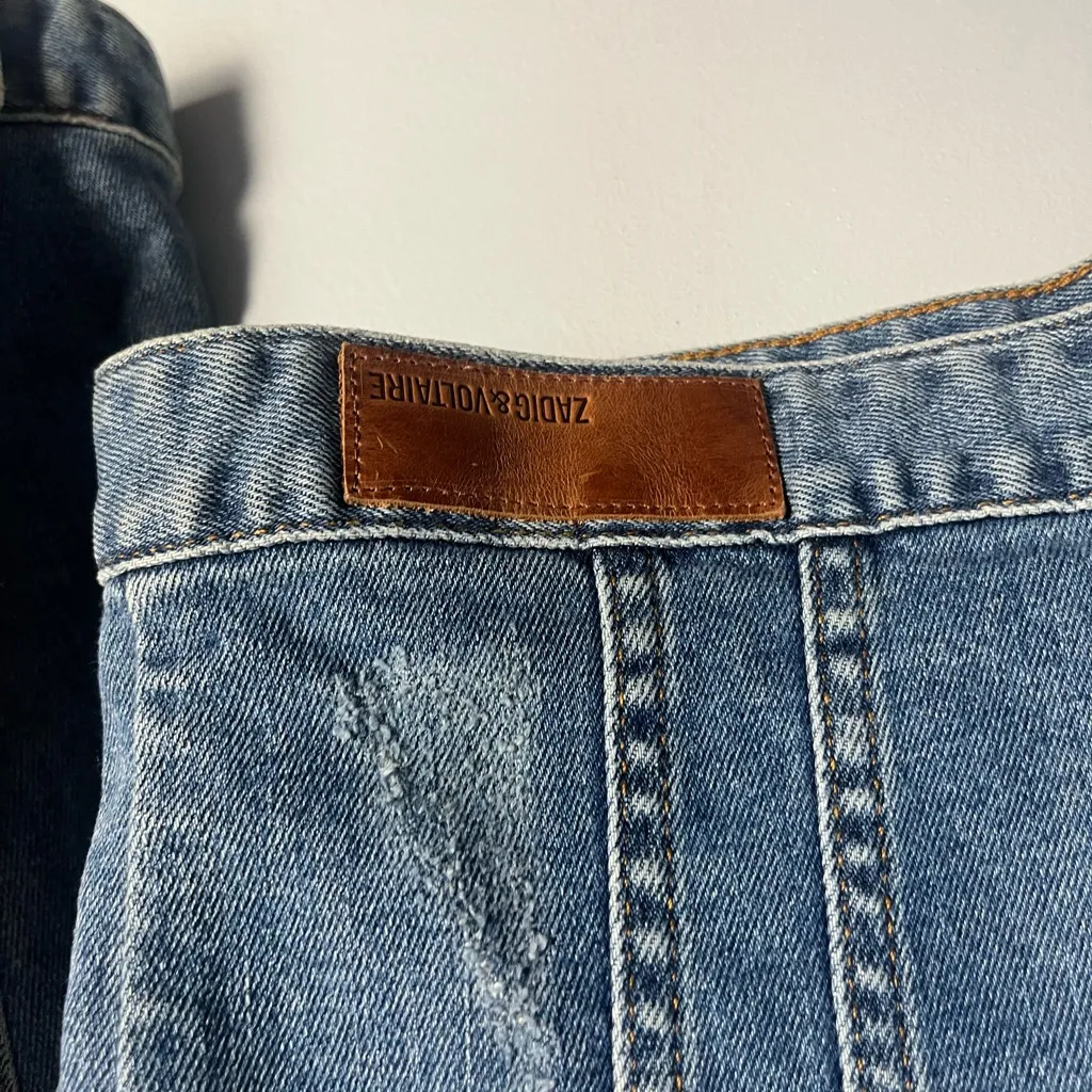 Zadig & Voltaire Kioky Denim Jacket studded amour size medium - Image 6