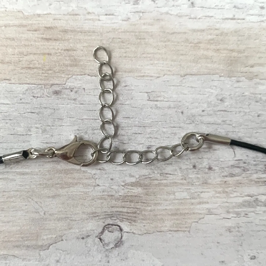 Marble Cross Stone Necklace Teal Peace Sign Handmade Boutique Jewelry NEW - Image 3