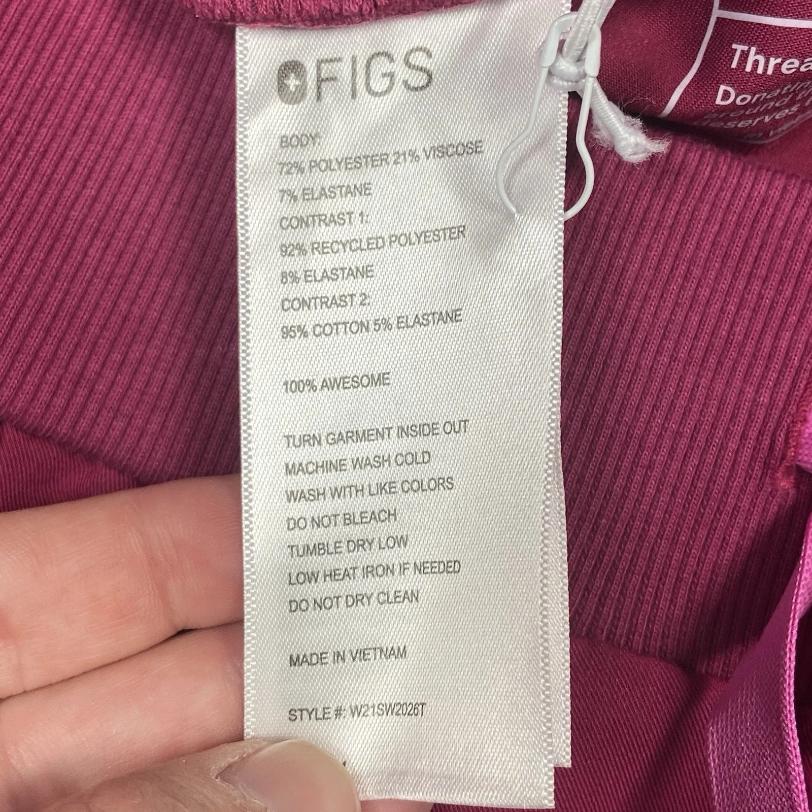 Figs Scrub Pants Women's XXS Tall Boston Slim Jogger NWOT Medical Dark Pink - Image 5