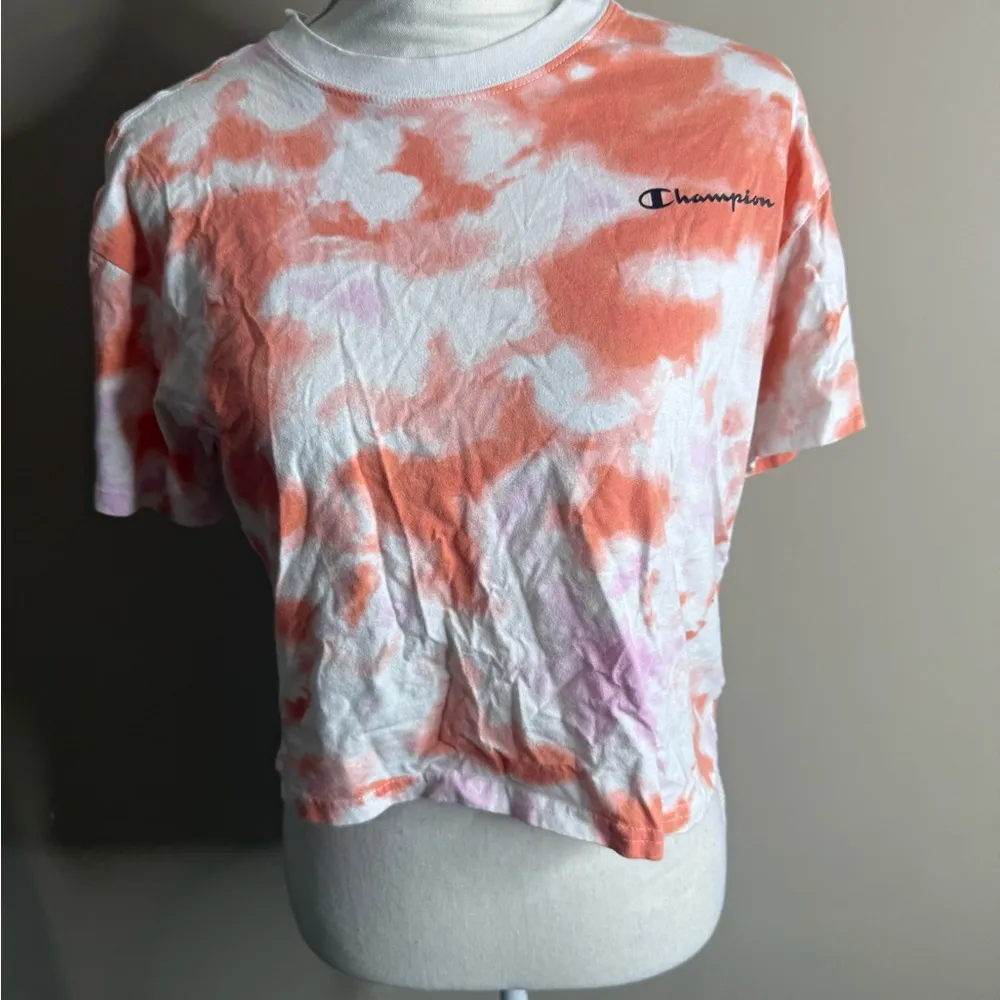 Champion Orange and White Tie-Dye Tee small - Image 4