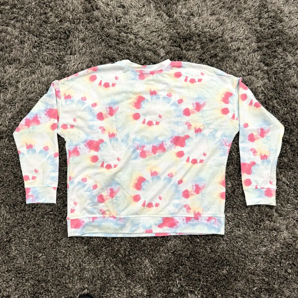 Rae Dunn 'XOXO' Tie Dye Sweatshirt in Blue/Pink, Size L​​​​ - Image 3
