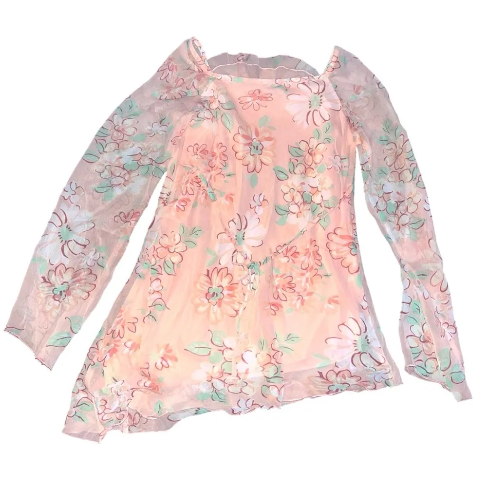 Limited Too Y2K floral fairycore bell sleeve blouse Pink Size XS - Image 2
