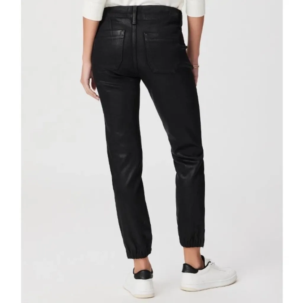 Paige Mayslie Jogger Women’s 27 Black Fog Luxe Coating Ankle Zip Denim Trousers - Image 2